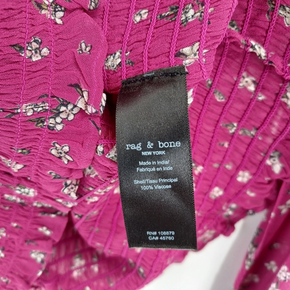 RAG & BONE Kayden Sheer Smocked Blouse - Picture 7 of 9